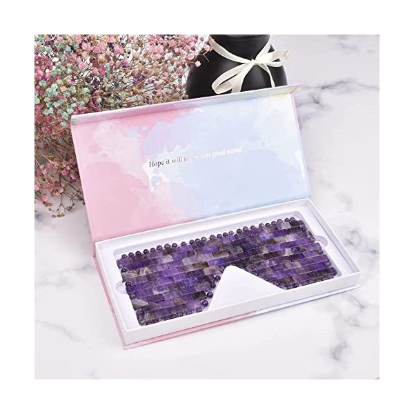 ideayard Masque pour les yeux en jade améthyste - 100 % naturel - Masque de sommeil - Pierre de jade - Anti-âge - Pour thérap