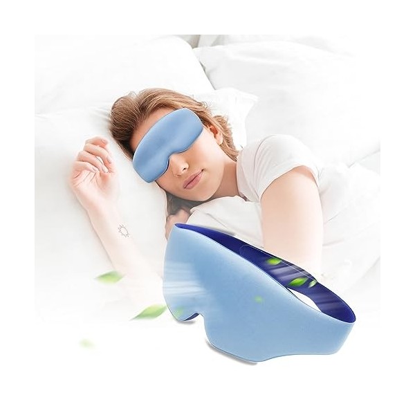 Masque de sommeil 3D pour homme et femme - 2023 - Masque pour les yeux bloquant la lumière - 100 % - 26 g - Ultra léger - Ble