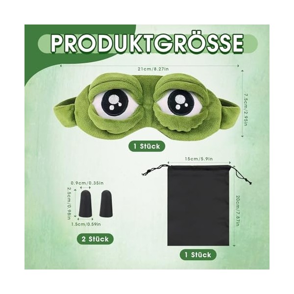 KASURE Masque pour les yeux, grenouille 3D, pour dormir, pour enfants, animaux mignons 3D, masque de sommeil, cadeau amusant,
