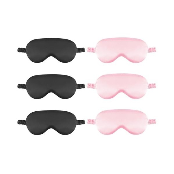 UILYNIU 6 Pièces Masque de Sommeil, Masque de Nuit Soie, Masque de Nuit, avec sangle réglable, Voyage Léger Cache-Oeil, Masqu