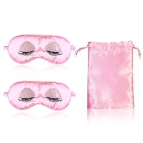 2 Masques Pour Les Yeux Roses Et 1 Sac De Rangement, Masque Pour Les Yeux Occultant, Masque Pour Les Yeux De Sommeil, Masque 
