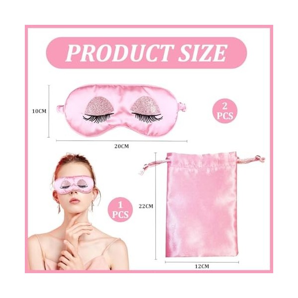 2 Masques Pour Les Yeux Roses Et 1 Sac De Rangement, Masque Pour Les Yeux Occultant, Masque Pour Les Yeux De Sommeil, Masque 
