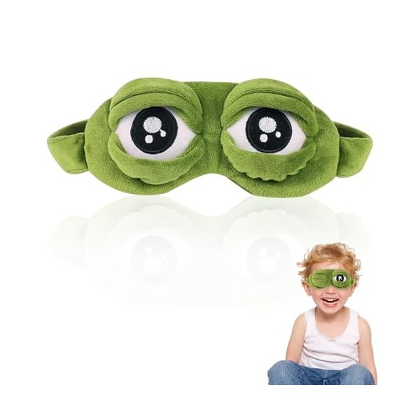 Peluche caricature grenouille Eyeshade Masque de sommeil amusant pour adulte Caricature Grenouille Masque 3D en peluche douce