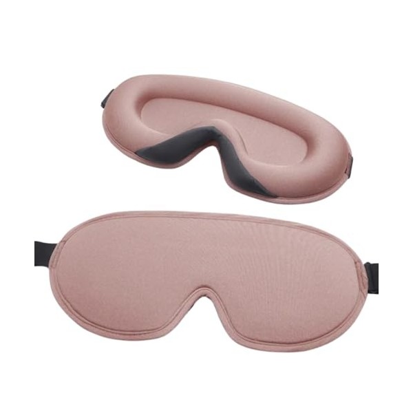 Hilvard Masque de sommeil pour les yeux avec bouchons doreille de sommeil 100 % occultant, réglable, ergonomique, rose