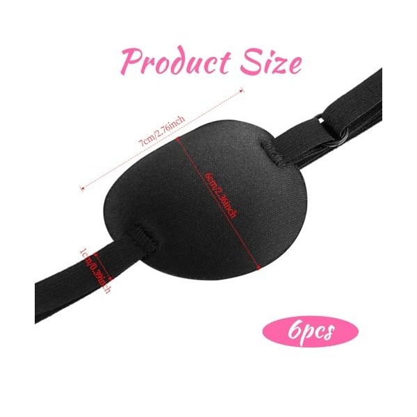 Lot de 6 cache-œil 3D réglables pour œil droit ou gauche, amblyopie médicale, doux et réutilisable, costume de pirate pour ye