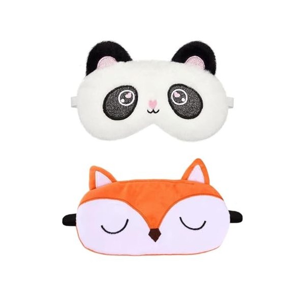Masques Pour Les Yeux DAnimaux De Dessin Animé 2 Pièces, Masques Pour Les Yeux Mignons, Masques Pour Les Yeux Occultants De 