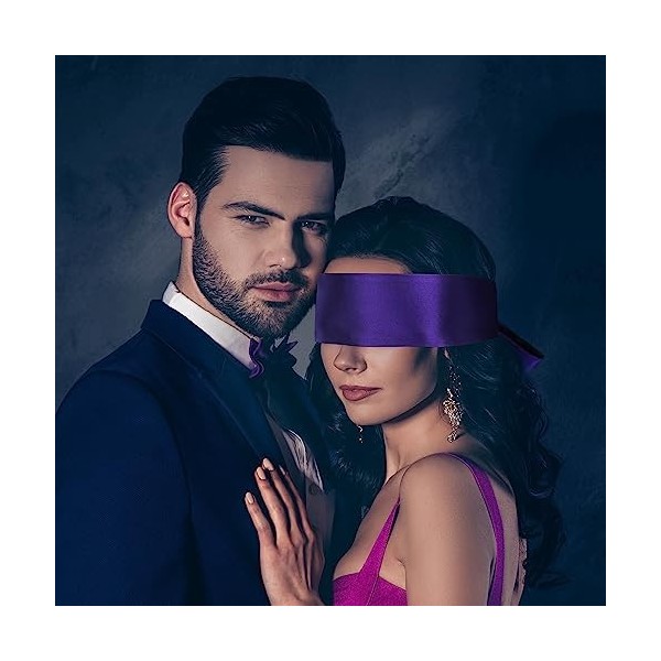 FRESHME Lot de 2 masques de sommeil en satin – Doux et réglables – Masque de sommeil pour les yeux en soie pour couple au cou