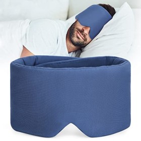 FRESHME Masque de sommeil en pur coton fait à la main – Masque occultant pour les yeux pour dormir avec Velcro réglable, doux