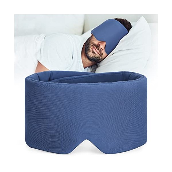 FRESHME Masque de sommeil en pur coton fait à la main – Masque occultant pour les yeux pour dormir avec Velcro réglable, doux