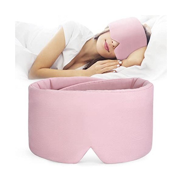 FRESHME Masque de sommeil en pur coton fait à la main – Masque occultant pour les yeux pour dormir avec Velcro réglable, doux...