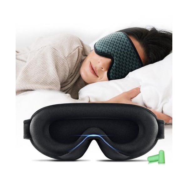 Aosun Masque de sommeil pour homme et femme - Spécialement conçu pour les personnes dormant sur le côté - Bande élastique opt