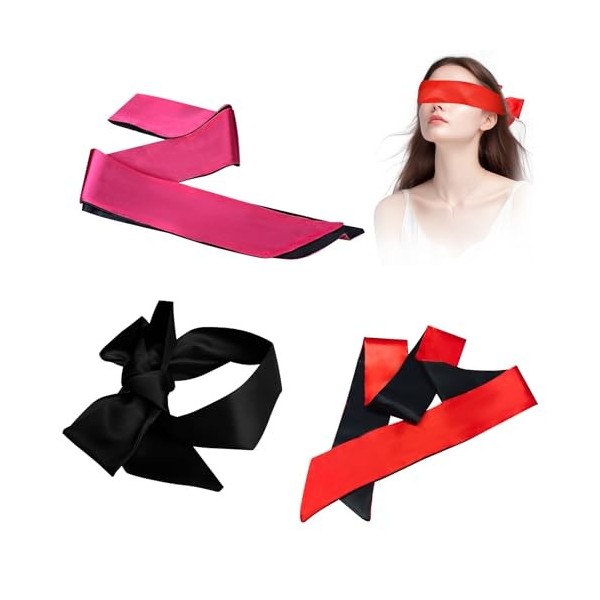 Yesimola Masques de Sommeil 3 Pièce, Bandeau Yeux Sommeil, Satin Bandeau Oeil, Bandeau Yeux Nuit, Masque Satin Bandeau sur le