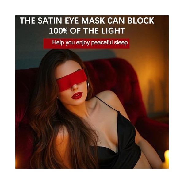 Yesimola Masques de Sommeil 3 Pièce, Bandeau Yeux Sommeil, Satin Bandeau Oeil, Bandeau Yeux Nuit, Masque Satin Bandeau sur le