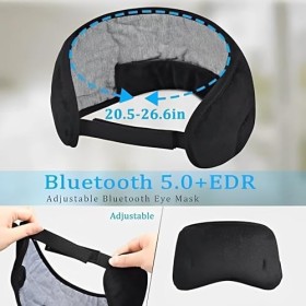 XUBX Écouteurs Bluetooth Eye Cover Noir 3D, Bandeau Ecouteurs Pour Dormir,Masque De Nuit, 2 Heures De Charge, 8 Heures dÉcou