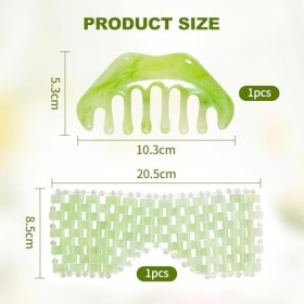 1 Masque Pour Les Yeux En Jade Et 1 Peigne À Gratter, Masque Pour Les Yeux Réutilisable, Masque Pour Les Yeux Créatif, Masseu
