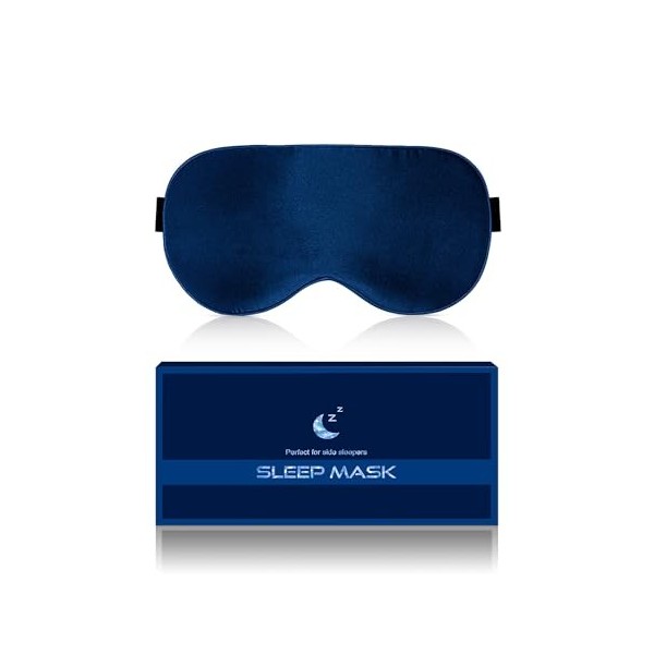 Aosun Masque de sommeil en soie pour les personnes dormant sur le côté, 22 mommes, 100 % pure soie de mûrier biologique, pour