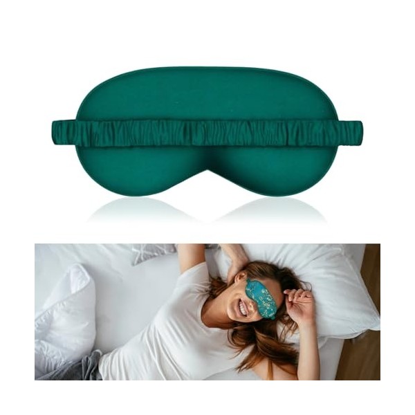 Masque de sommeil réglable pour femme - Avec bandes réglables - Confortable et super doux - Aide au sommeil ultime - Vert flo