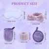 Lot de 18 accessoires de fête spa, bandeau de toilette, gants et coussinets réutilisables, masque pour les yeux en soie synth