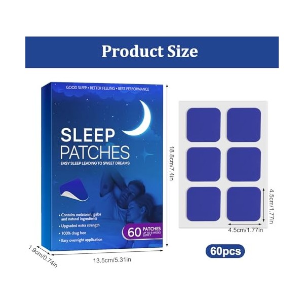 Lot de 60 patchs pour dormir, patchs de sommeil profonds pour adultes, patchs de sommeil pour favoriser un sommeil de qualité
