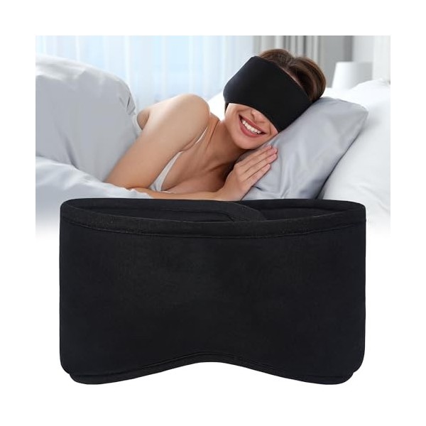 FRESHME Masque de sommeil rafraîchissant avec cache-oreilles – Masque de sommeil réglable en coton doux avec cache-oreilles p...
