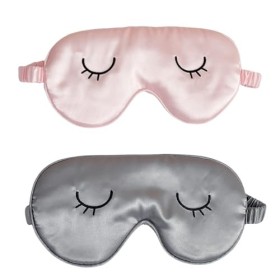 Lot de 2 masques de sommeil en soie pour adultes et enfants - Masque de sommeil confortable - Bloque la lumière