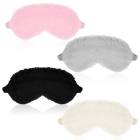 AOZUO Lot de 4 masques de sommeil en peluche pour enfants, masque pour les yeux en soie douce pour femmes et filles, masque d
