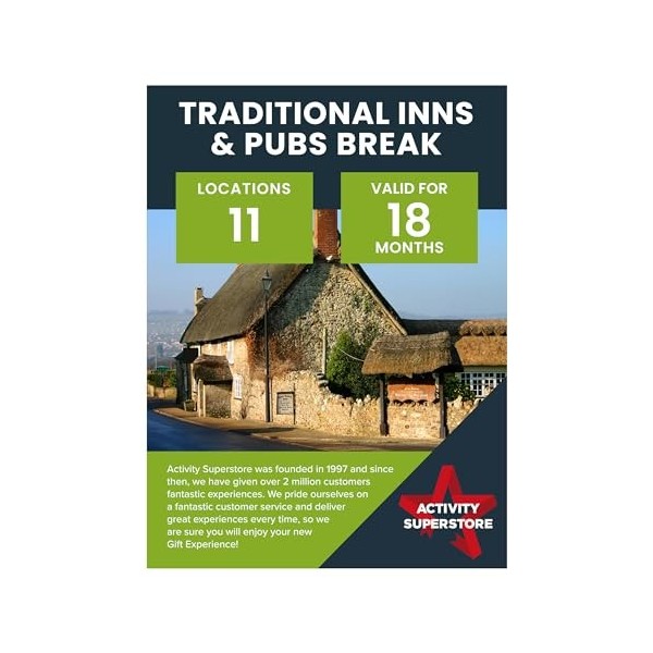 Activité Superstore Cadeau Experience Bon fpr Auberges et Pubs Pause - Profitez dune Nuit pour Deux Personnes Pleine de Trad