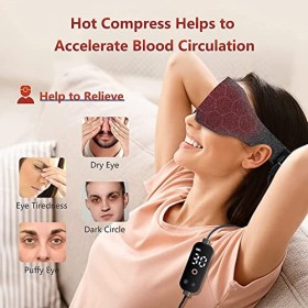 Masque chauffant pour les yeux, chauffage par USB, température réglable, minuterie, design 3D, soulage les yeux secs et gonfl