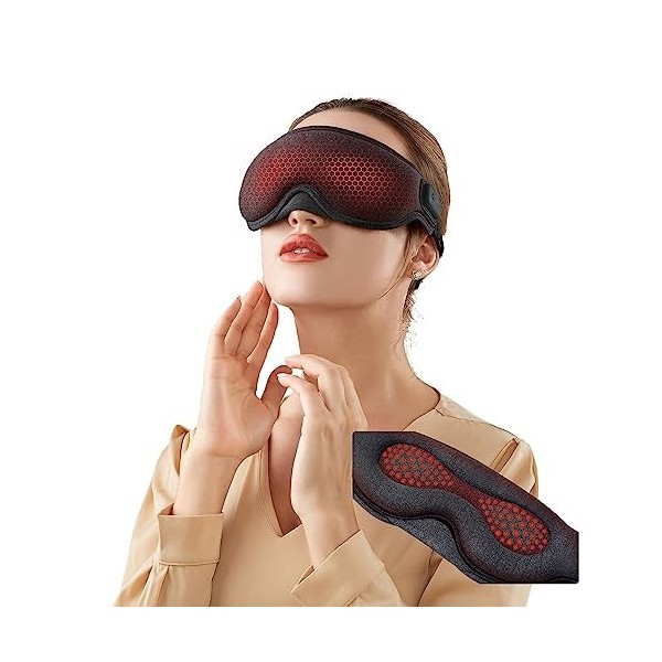 Masque chauffant pour les yeux, masque électrique sans fil chauffant avec 2 températures réglables, chauffage rapide et unifo