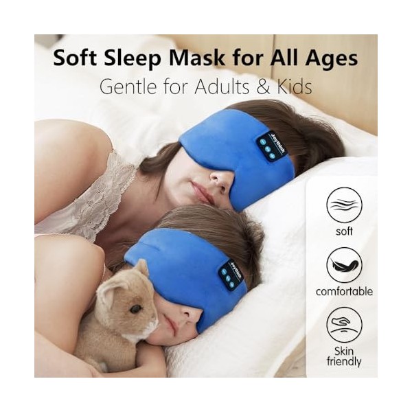 Casque de sommeil Bluetooth doux sans fil pour dormir avec haut-parleur réglable, écouteurs sans fil pour dormir sur le côté,