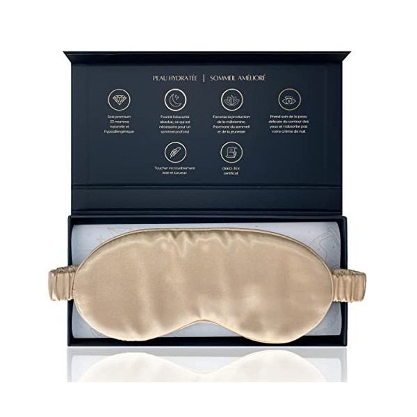 Andromeda Masque de sommeil 100% soie naturelle biologique | Bandeau de nuit occultant pour protéger les yeux de la lumière |