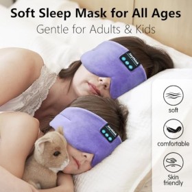 Joythink Bluetooth Écouteurs de Sommeil Masque de Sommeil soie sans Fil Casque Aides au Sommeil Couvre-yeux Bandeau de Sommei