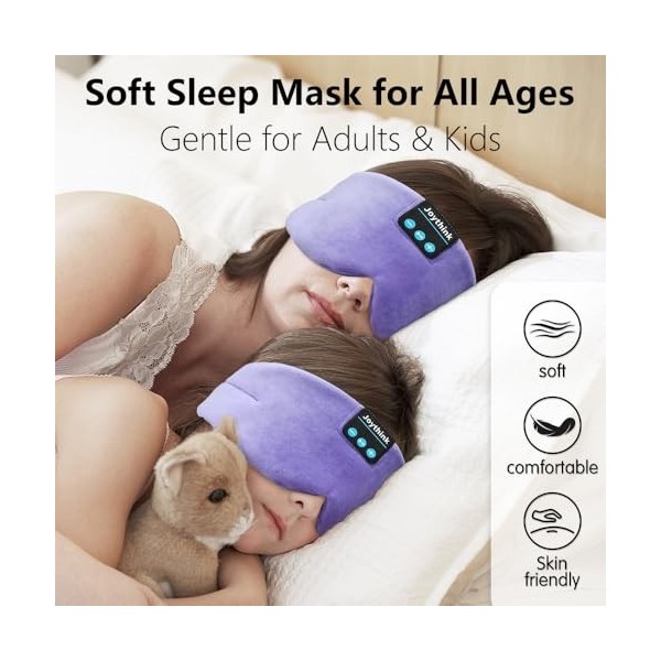 Joythink Bluetooth Écouteurs de Sommeil Masque de Sommeil soie sans Fil Casque Aides au Sommeil Couvre-yeux Bandeau de Sommei