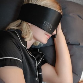 UNI Good Night Masque de sommeil 100 % soie de mûrier pour homme et femme, avec bandeau Velcro réglable, grand masque de somm