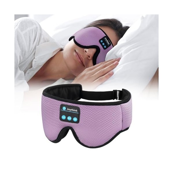 Joythink Masque de sommeil pour les yeux, masque de sommeil en soie avec sons apaisants, bruit blanc, 14 heures bloquant la l