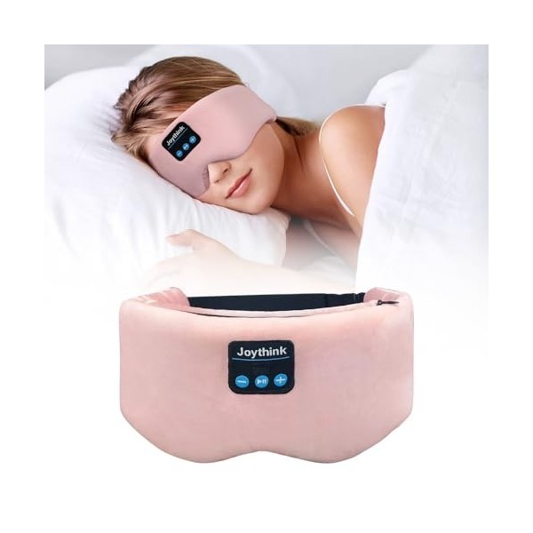 Joythink Casque de sommeil Bluetooth avec bandeau pour les yeux - Masque de sommeil en soie pour les personnes dormant sur le