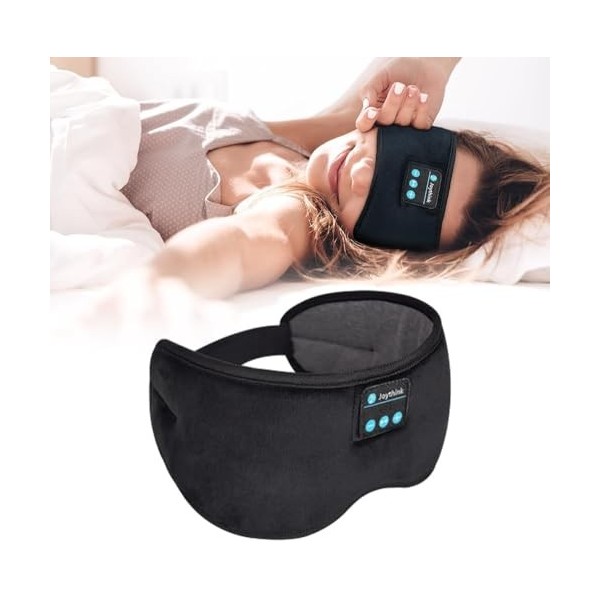 Casque de sommeil Bluetooth sans fil - Masque de sommeil pour les personnes dormant sur le côté - Velcro réglable - Haut-parl