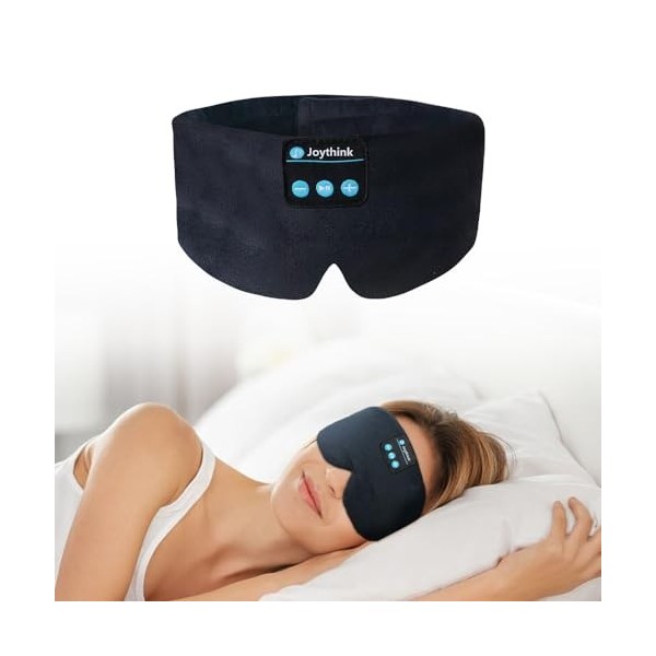 Joythink Casque de sommeil Bluetooth sans fil - Musique - Masque pour les yeux - Bandeau pour dormir sur le côté - Masque de 