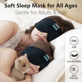 Joythink Casque de sommeil Bluetooth sans fil - Musique - Masque pour les yeux - Bandeau pour dormir sur le côté - Masque de 