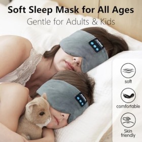 Casque de sommeil Bluetooth avec masque pour les yeux sans fil avec haut-parleur réglable - Écouteurs sans fil - Pour dormeur