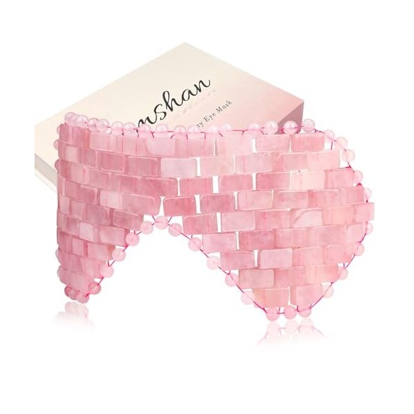 gemshan Masque pour les yeux en jade - Masque de sommeil en quartz rose naturel - Élimine les rides, les gonflements, les mau
