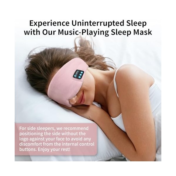 Casque de sommeil en soie Bluetooth Masque de sommeil réglable sans fil Bluetooth 5.3 Masque pour les yeux de sommeil, voyage