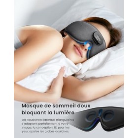 Casque de sommeil, RENPHO Masque de sommeil avec écouteurs Bluetooth, Masque de sommeil sans fil occultant 3D ultra doux pour
