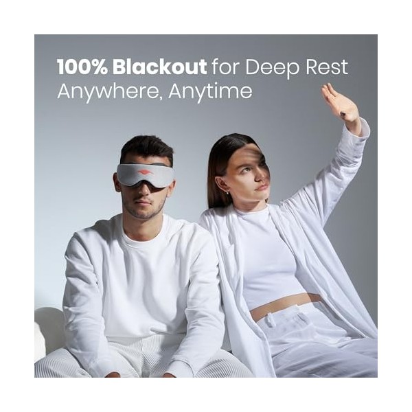 Masque de Sommeil Manta Sleep - Masque pour les Yeux 100% Blackout - Aucune Pression Oculaire - Coupe Ajustable pour les Yeux