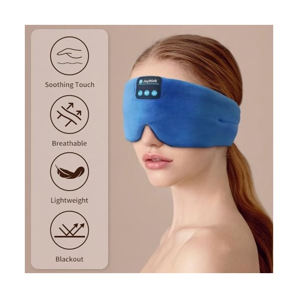 Bluetooth Écouteurs de Sommeil Masque de Sommeil soie sans Fil Casque Aides au Sommeil Couvre-yeux Bandeau de Sommeil Léger G