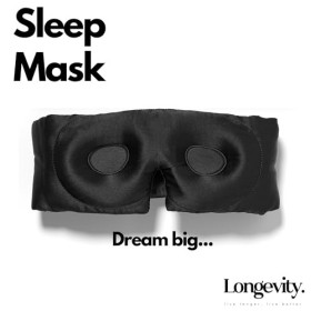 Longevity Masque de sommeil – Masque pour les yeux en soie de mûrier, 100 % occultant, infusé dions dargent, confort de lux