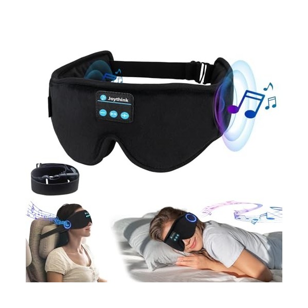 Joythink Casque de sommeil Bluetooth avec haut-parleur, masque de sommeil en voiture, écouteurs sans fil, accessoires de voya