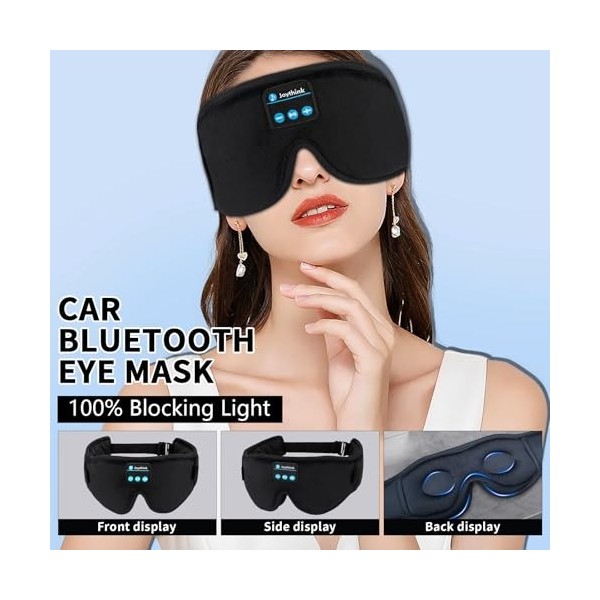 Joythink Casque de sommeil Bluetooth avec haut-parleur, masque de sommeil en voiture, écouteurs sans fil, accessoires de voya