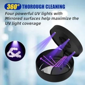 Binlingdaily Boîtier de retenue UV avec ventilateur et miroir - Boîtier dentaire compact pour aligneurs, protège-dents, protè
