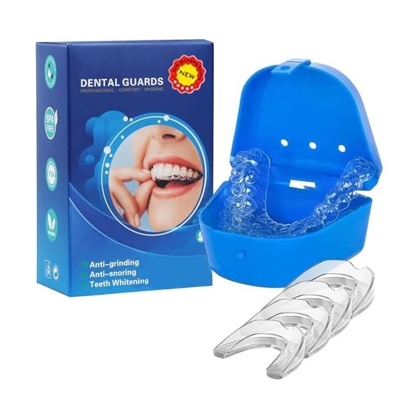 Gouttiere Dentaire Bruxisme 4Pcs, Protecteurs Buccaux, Protege Dent Bruxisme, Gouttiere pour Dent Sans BPA, Protege Dent Nuit